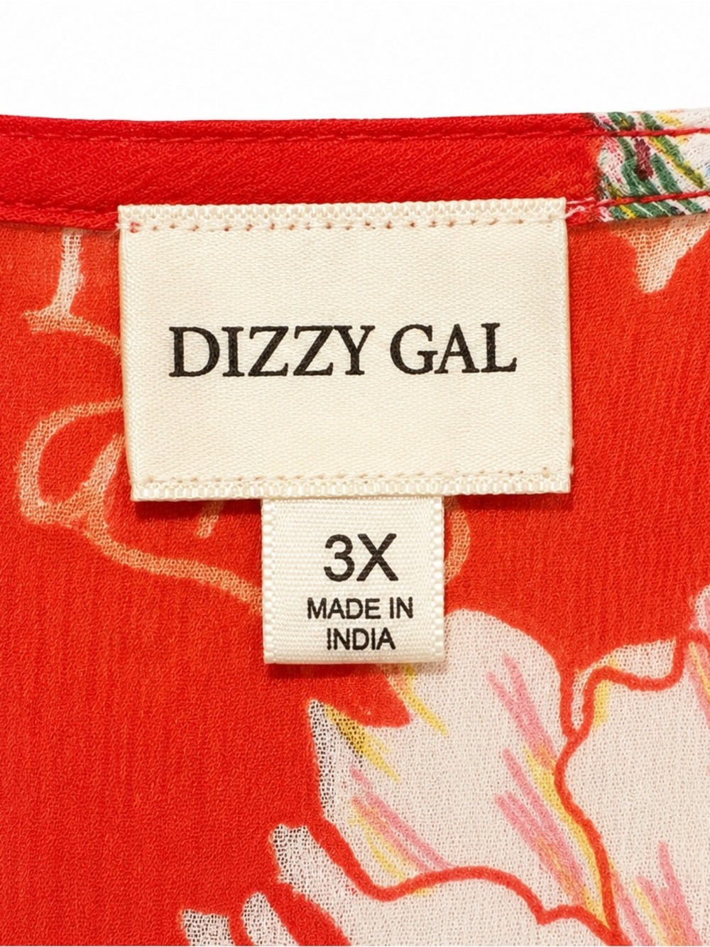 Dizzy Gal 3X Red Floral Sheer Kimono Duster Cardigan Boho Beach Cover Up - Picture 4 of 5